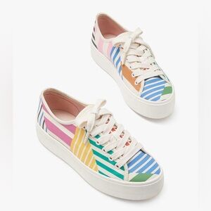 Kate Spade Women’s Serve Sneakers Festive Colors Cotton Canvas Lace-Up Size 8